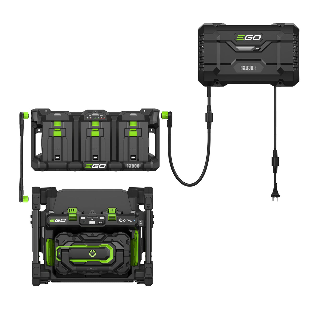 EGO PGX1602E-H Lader met Docking Unit, Powerbank en 40Ah Batterij, officieel weergegeven als model PGX1602E-H