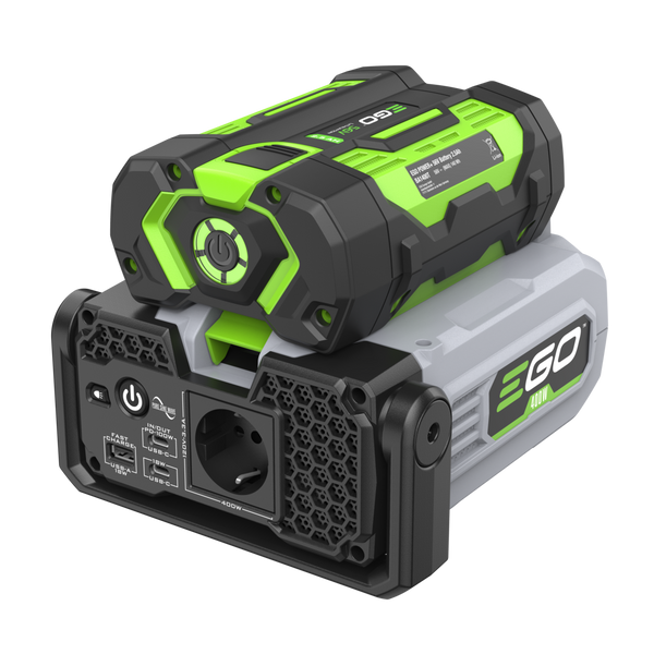 EGO PAD5001E Powerbank 400W met Accu en Lader, 230V en 2 USB-poorten, officieel weergegeven als model PAD5001E
