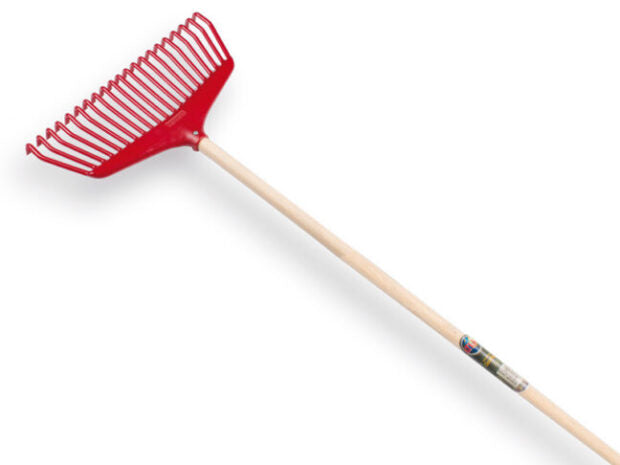 Fiskars bladhark 36 cm kunststof met hardhouten steel 150 cm rood productfoto